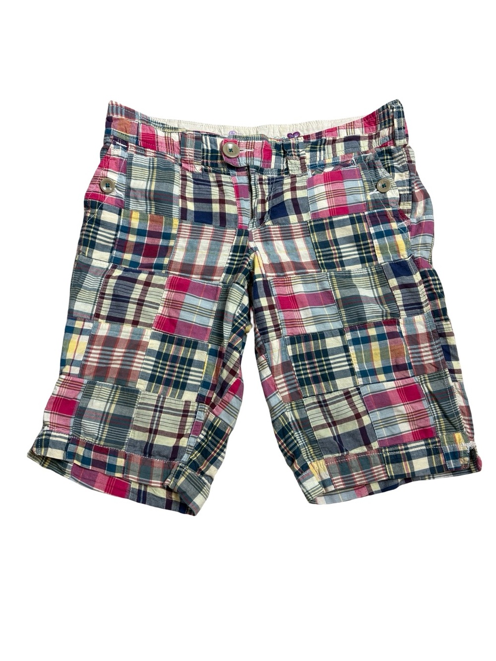 American Eagle Y2K Madras Patchwork Shorts